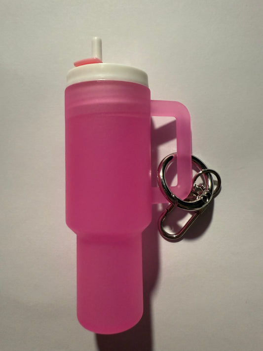 PINK GLOW MINI TUMBLER KEYCHAIN