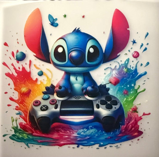 BLUE ALIEN GAME CONTROLLER PAINT SPLAT