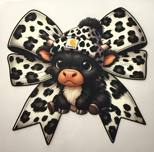 BLACK COW WITH LEPORARD PRINT BOW