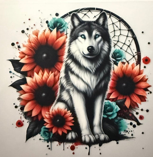 WOLF DREAM CATCHER SUNFLOWERS