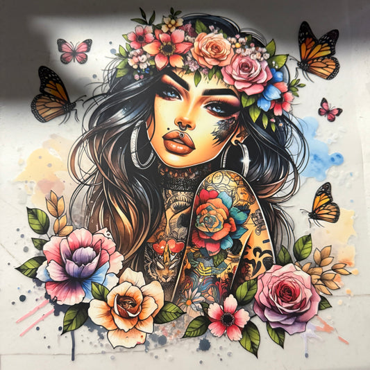 TATTOO GIRL FLORAL HEADBAND BUTTERFLIES