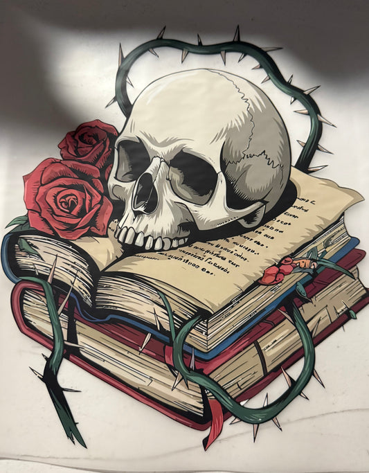 BOOKS WITH SKELETON ROSE