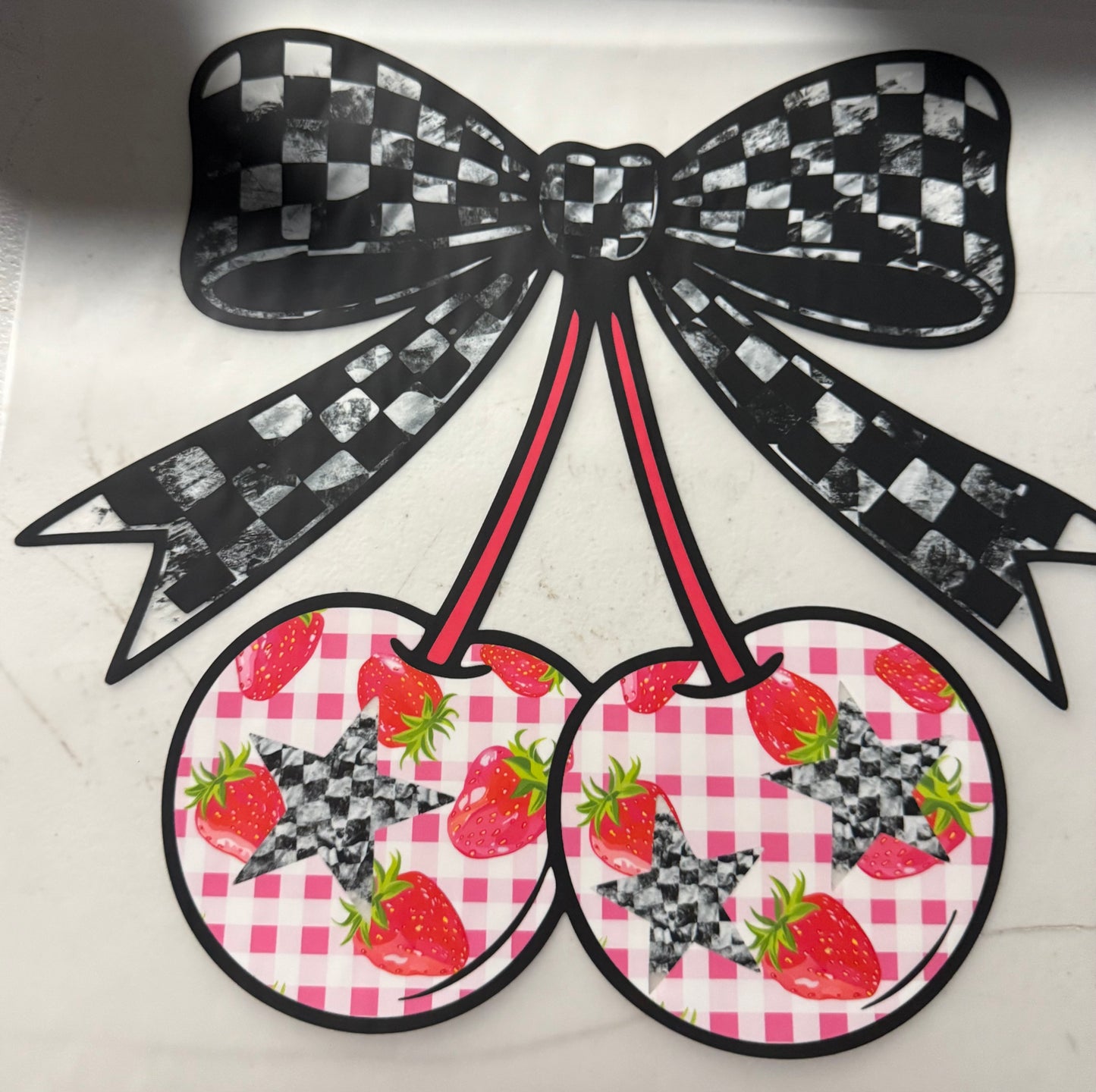 CHERRIES CHECKERED BOW