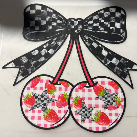 CHERRIES CHECKERED BOW
