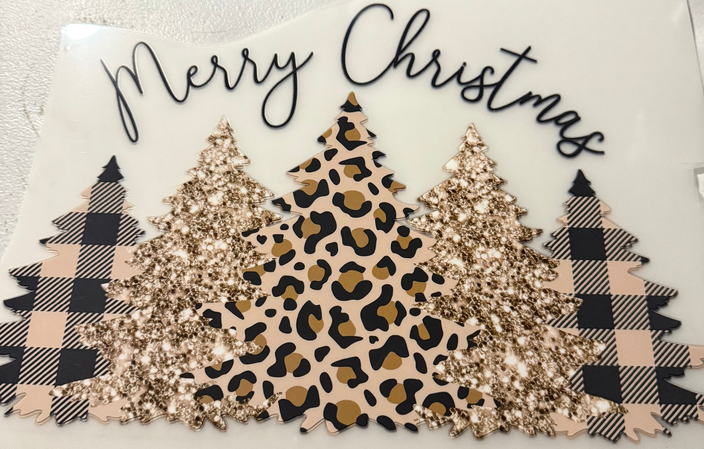 MERRY CHRISTMAS TAN AND BLACK TREES