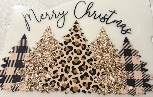 MERRY CHRISTMAS TAN AND BLACK TREES