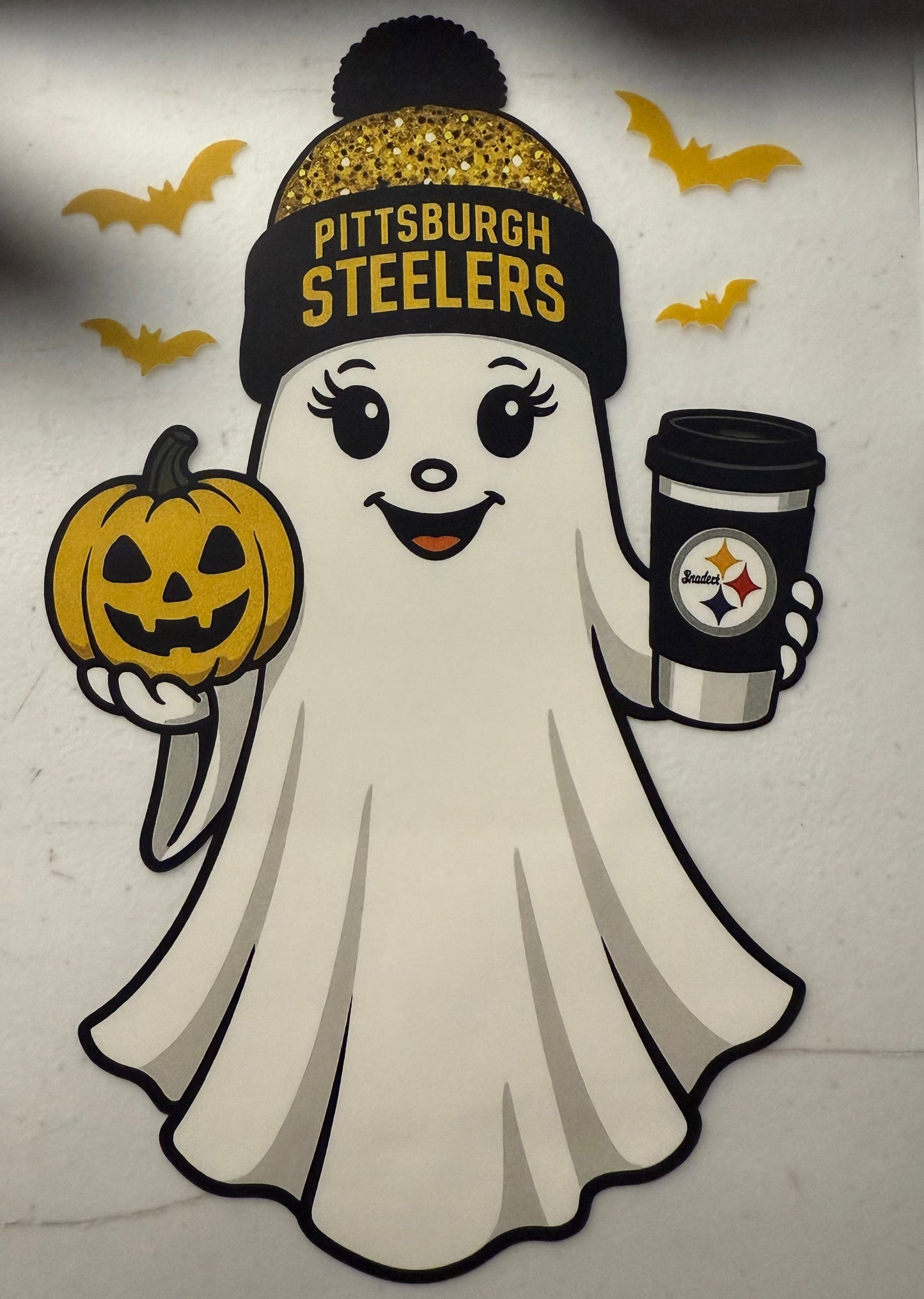 STEELERS GHOST WITH PUMPKIN