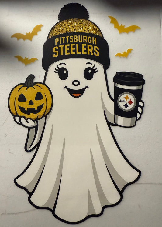 STEELERS GHOST WITH PUMPKIN