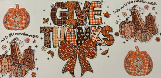 GIVE THANKS BOW PUMPKINS