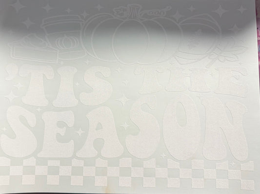 TIS THE SEASON CHECKERED WHITE SINGLE COLOR