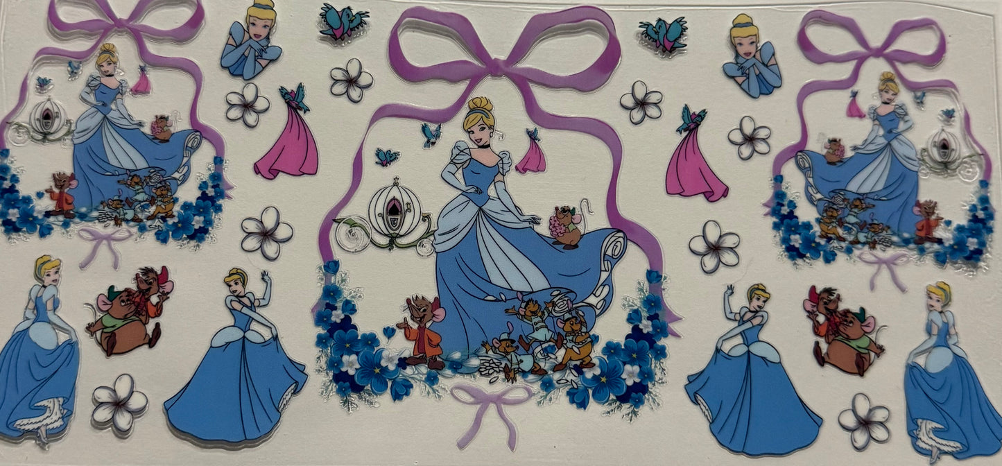 BLUE PRINCESS WITH PINK BOWS