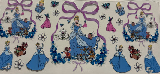 BLUE PRINCESS WITH PINK BOWS