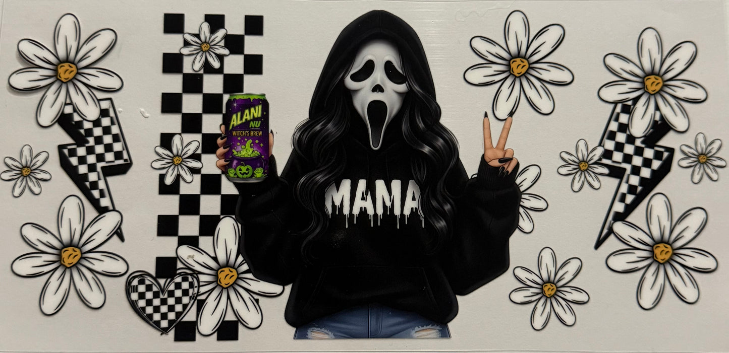 GHOST FACE MAMA CHECKERED WHITE FLOWERS