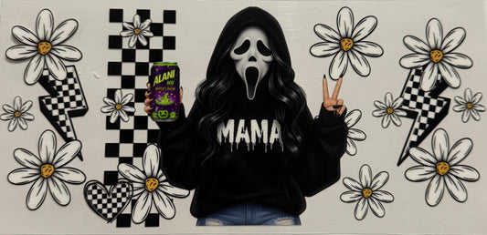 GHOST FACE MAMA CHECKERED WHITE FLOWERS