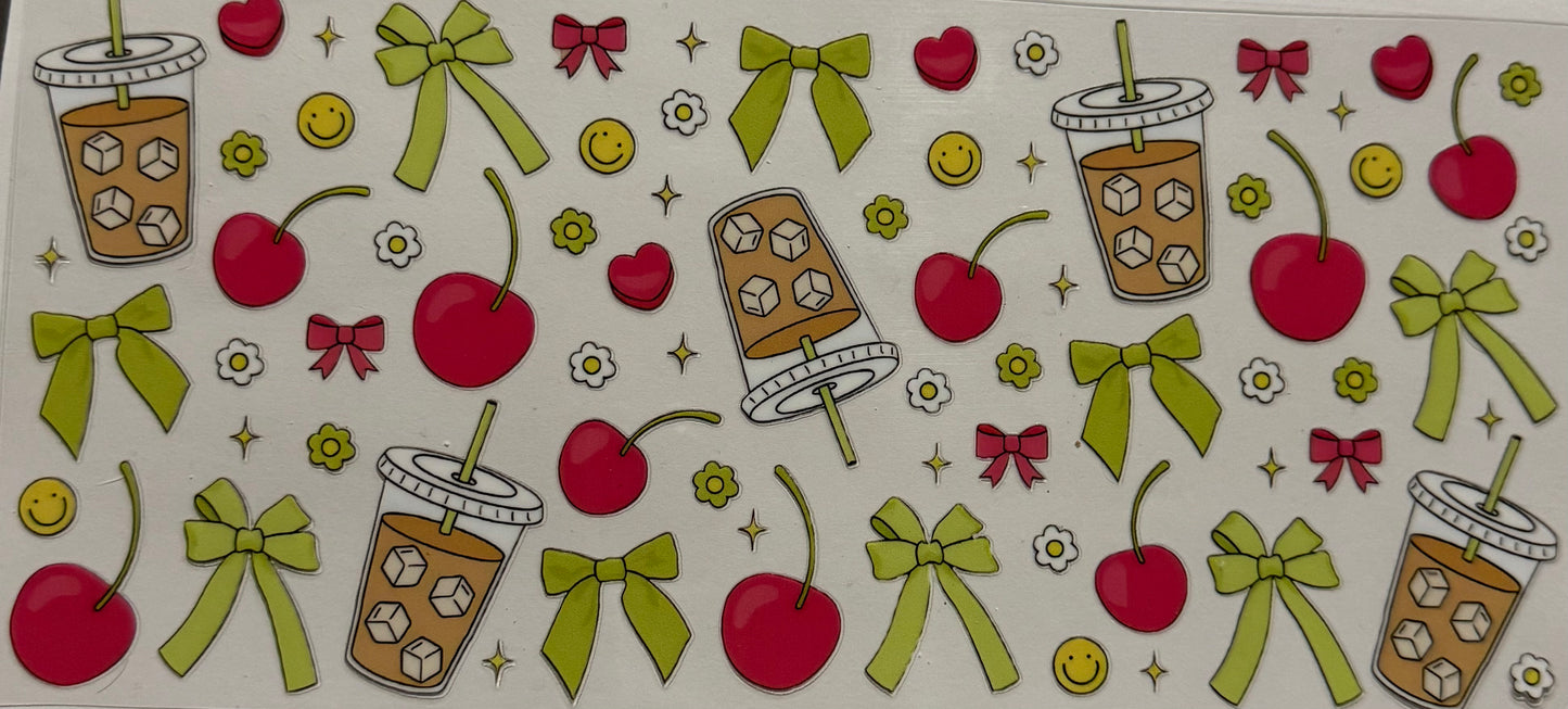 ICED COFFEE CHERRIES GREEEN BOWS