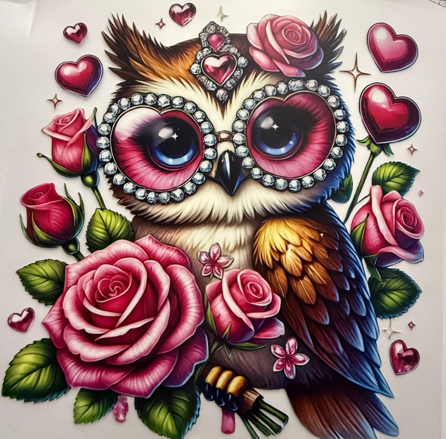 OWL WITH GLASSES HEARTS ROSE