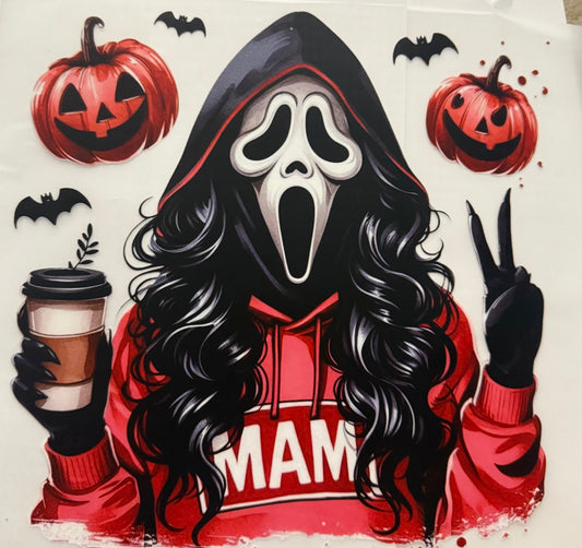 MAMA GHOST FACE TWO PUMPKINS