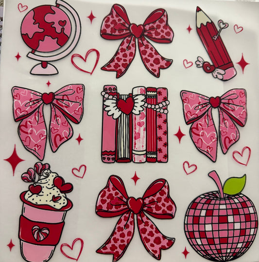 PINK BOOKS PENCIL APPLE