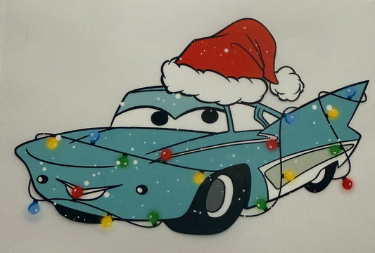 LIGHT BLUE CAR WITH CHRISTMAS LIGHTS KIDS