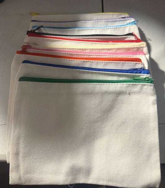 CANVAS COLOR ZIPPER POUCHES COLORED ZIPPERS